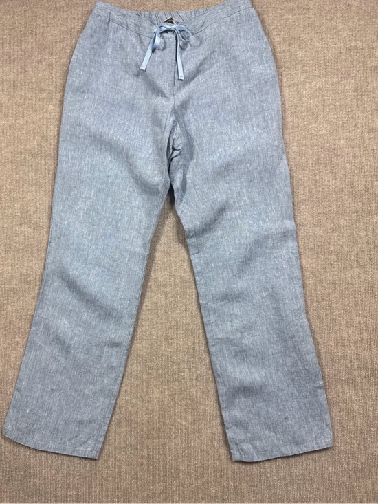 Boden Pants - Boden 100% Linen Drawstring Pants Women's Size 12R Blue Straight Leg Flat Front